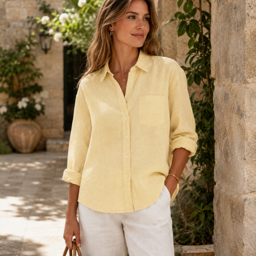 Casual Linen Shirt - Yellow