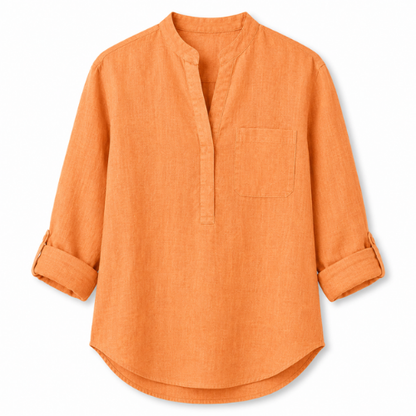 Casual Linen Shirt - Orange