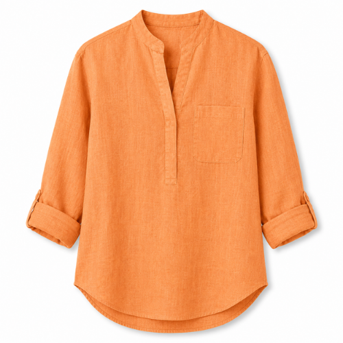 Casual Linen Shirt - Orange
