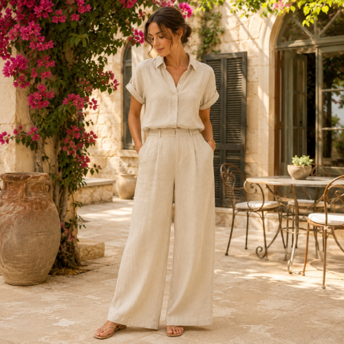 EuroSummer Trouser and Top - Beige